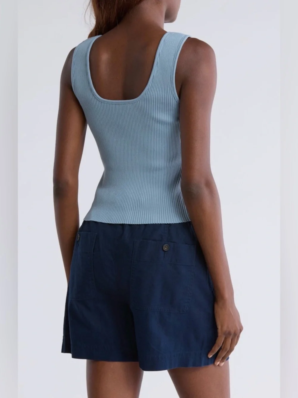 Sweetheart Neck Ribbed Crop Tank - Picture 2 of 3